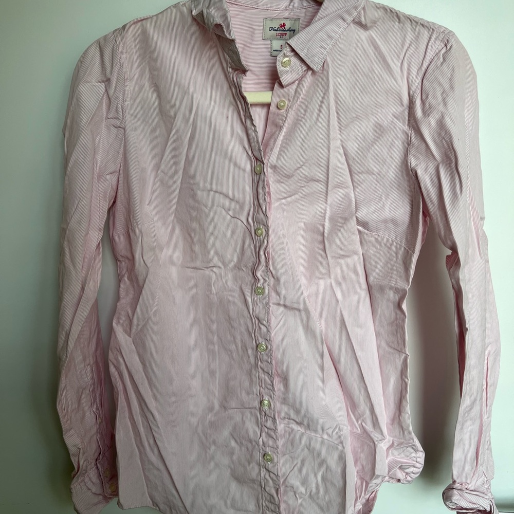 Pink and white jcrew button down